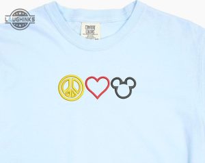 peace love mickey embroidered tshirt mickey embroidered shirt ears t shirt disney shirt love disney disney tshirt womens disney shirt embroidery tshirt sweatshirt hoodie gift laughinks 1