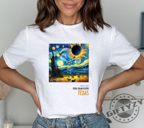Total Solar Eclipse 2024 Shirt Van Gogh April 8 2024 Sweatshirt Great American Eclipse Tshirt Astronomy Gift Texas Eclipse Hoodie Celestial Shirt giftyzy 2