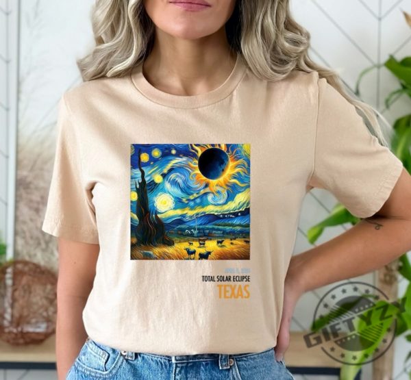 Total Solar Eclipse 2024 Shirt Van Gogh April 8 2024 Sweatshirt Great American Eclipse Tshirt Astronomy Gift Texas Eclipse Hoodie Celestial Shirt giftyzy 4
