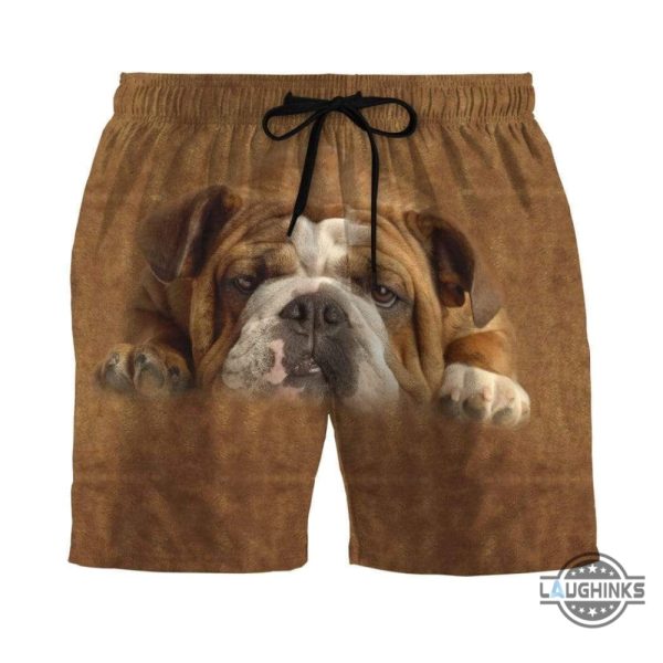 3d lazy bulldog custom summer beach summer men beach shorts swim trunks hawaiian shirt style printed 3d swim trunks aloha summer beach button up shirts and shorts laughinks 1