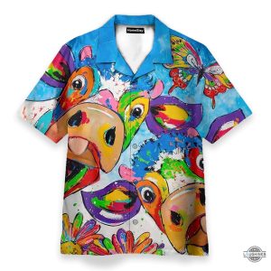 colorful cow aloha hawaii shirt aloha shirt for summer hawaiian shirts klp107999 aloha summer beach button up shirts and shorts laughinks 1 1