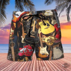 guitarist guitar lover hawaiian shirt aloha summer beach button up shirts and shorts laughinks 1