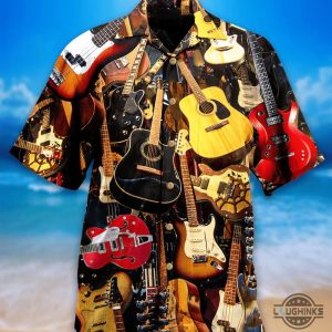 guitarist guitar lover hawaiian shirt aloha summer beach button up shirts and shorts laughinks 1 1