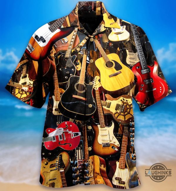 guitarist guitar lover hawaiian shirt aloha summer beach button up shirts and shorts laughinks 1 1