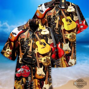 guitarist guitar lover hawaiian shirt aloha summer beach button up shirts and shorts laughinks 1 2