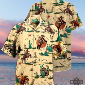 cowboy hawaiian shirt aloha summer beach button up shirts and shorts