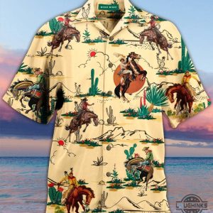 cowboy hawaiian shirt aloha summer beach button up shirts and shorts