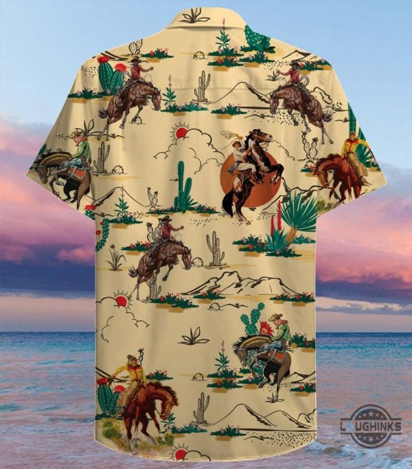 cowboy hawaiian shirt aloha summer beach button up shirts and shorts