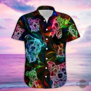 pitbull fantasy hawaiian shirt aloha summer beach button up shirts and shorts