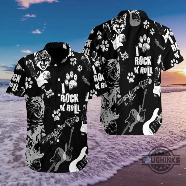 cat rock n roll tropical hawaiian shirt 131 aloha hawaii shirts aloha summer beach button up shirts and shorts laughinks 1 1