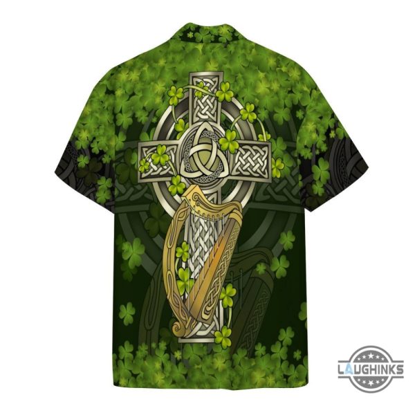 3d st patrick celtic cross custom short sleeve shirt hawaiian shirt aloha summer beach button up shirts and shorts laughinks 1 1