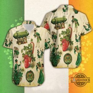 vintage girl irish patricks day hawaiian shirts aloha aloha summer beach button up shirts and shorts laughinks 1