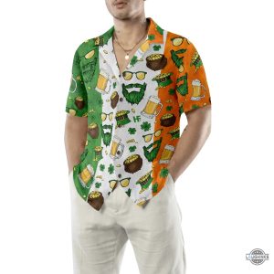 beard saint patricks day seamless pattern hawaiian shirt aloha summer beach button up shirts and shorts laughinks 1 3