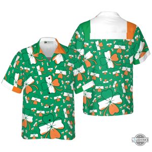 seamless ireland styled shamrock saint patricks day irish v3 hawaiian shirt aloha summer beach button up shirts and shorts laughinks 1