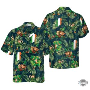 happy saint patricks day irish leprechaun hawaiian shirt aloha summer beach button up shirts and shorts laughinks 1