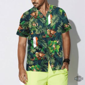 happy saint patricks day irish leprechaun hawaiian shirt aloha summer beach button up shirts and shorts laughinks 1 1