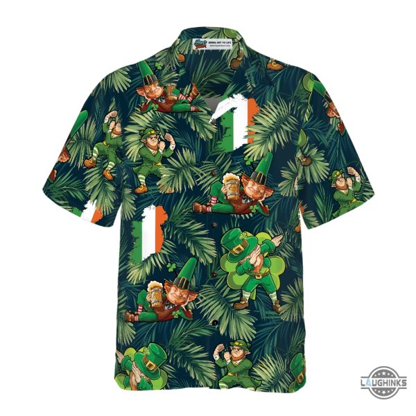 happy saint patricks day irish leprechaun hawaiian shirt aloha summer beach button up shirts and shorts laughinks 1 2