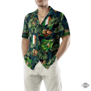 happy saint patricks day irish leprechaun hawaiian shirt aloha summer beach button up shirts and shorts laughinks 1 5