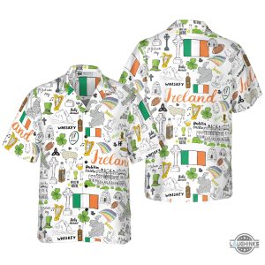 i love ireland doodle hawaiian shirt aloha summer beach button up shirts and shorts laughinks 1
