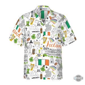 i love ireland doodle hawaiian shirt aloha summer beach button up shirts and shorts laughinks 1 2