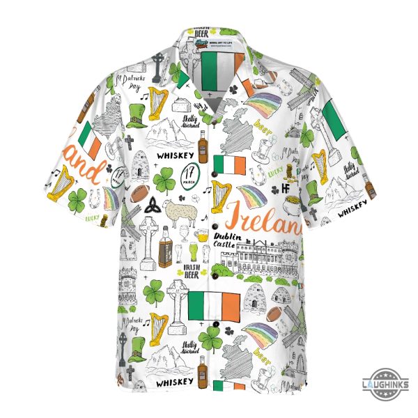 i love ireland doodle hawaiian shirt aloha summer beach button up shirts and shorts laughinks 1 2