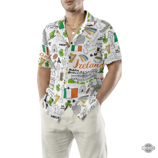 i love ireland doodle hawaiian shirt aloha summer beach button up shirts and shorts laughinks 1 3