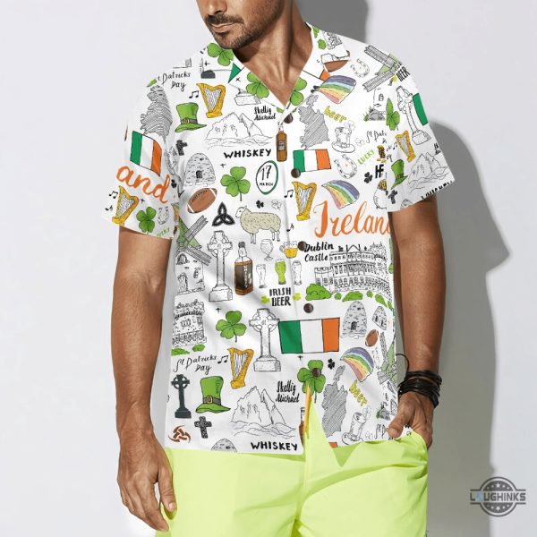i love ireland doodle hawaiian shirt aloha summer beach button up shirts and shorts laughinks 1 4
