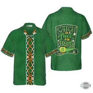 shamrock and green hat ireland hawaiian shirt aloha summer beach button up shirts and shorts laughinks 1