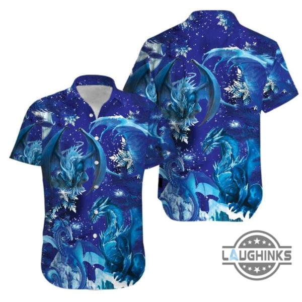 snowflakes blue dragon tropical hawaiian shirt 131 aloha hawaii shirts aloha summer beach button up shirts and shorts laughinks 1