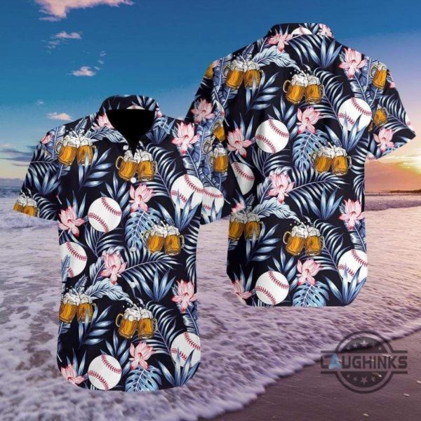 baseball and beer blue tropical hawaiian shirt 131 aloha hawaii shirts aloha summer beach button up shirts and shorts laughinks 1