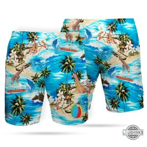 beach hawaiian shirt giraffe beach short men shorts 3d printed aloha summer beach button up shirts and shorts laughinks 1 1