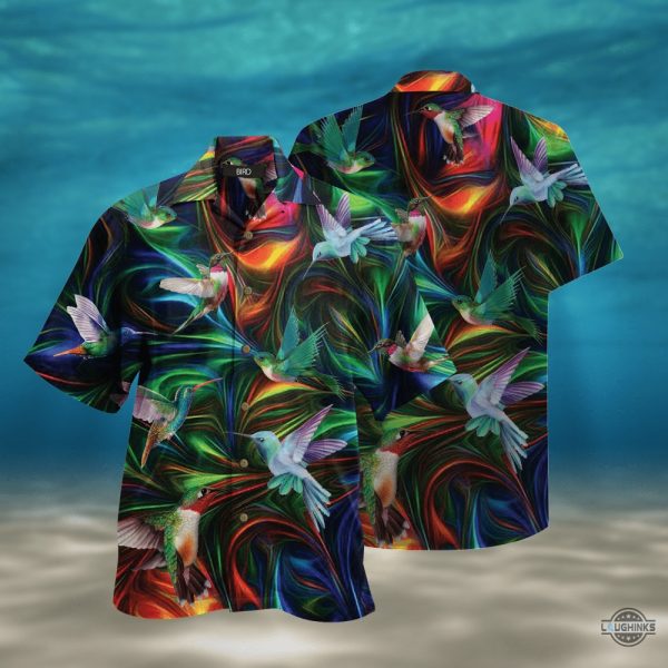 hummingbird fantasy hawaiian shirt aloha summer beach button up shirts and shorts laughinks 1