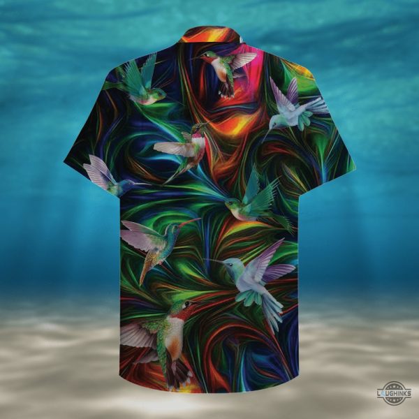 hummingbird fantasy hawaiian shirt aloha summer beach button up shirts and shorts laughinks 1 1