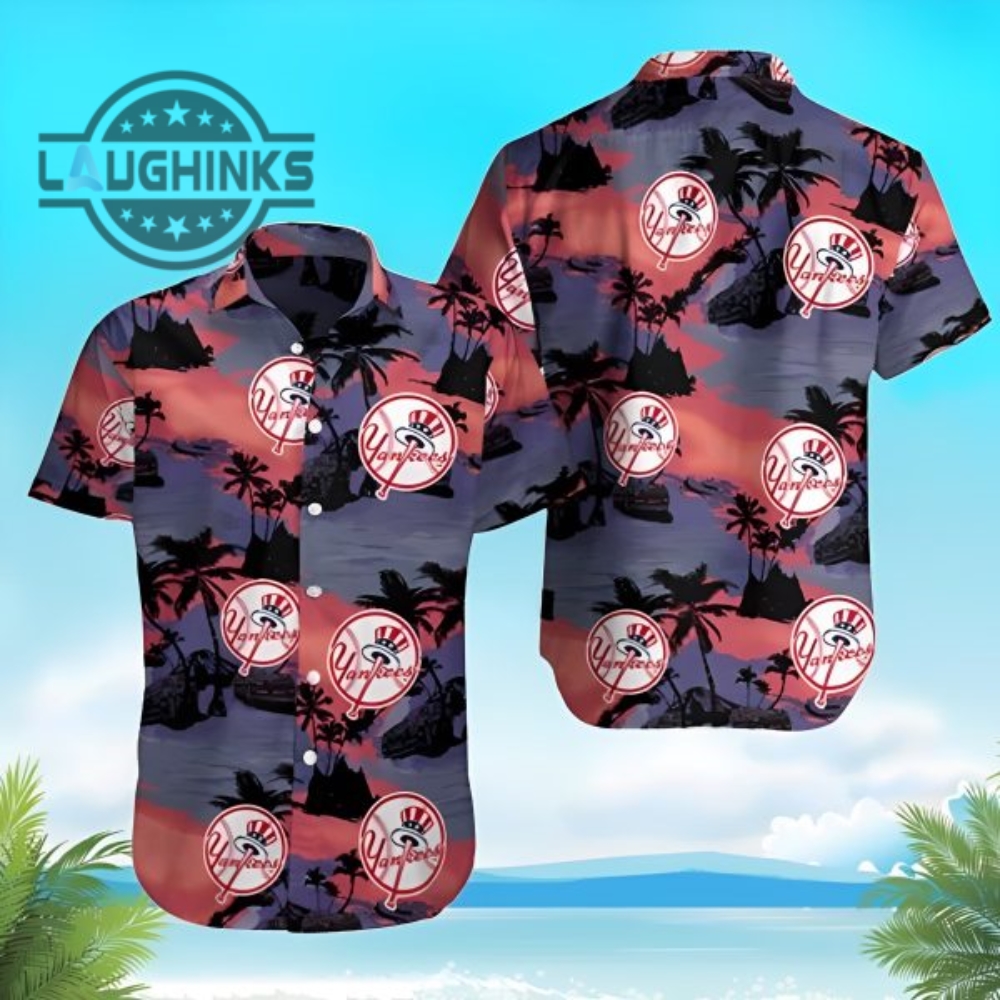 Mlb New York Yankees Hawaiian Shirt Summer Gift For Beach Lovers Ny Yankees Button Up Shirt And Shorts Mlb Baseball Aloha Beach Shirt