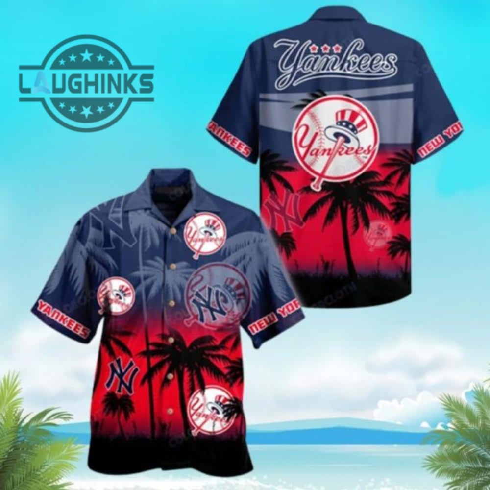 Baseball New York Yankees Aloha Hawaiian Shirt Fathers Day Gift For Beach Ny Yankees Button Up Shirt And Shorts Mlb Baseball Aloha Beach Shirt