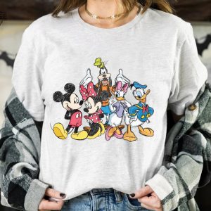 Disney Cute Mickey Mouse And Friends Squad Sketch Retro Shirt Disneyworld Shirt Cartoon Characters Shirt Donald Duck Pluto Disney Unique revetee 2