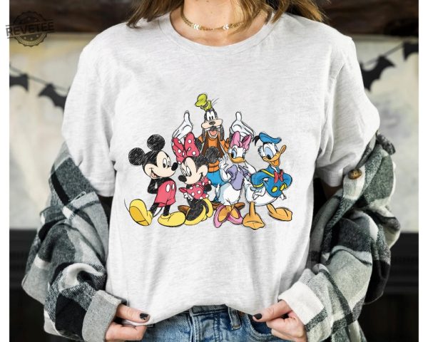 Disney Cute Mickey Mouse And Friends Squad Sketch Retro Shirt Disneyworld Shirt Cartoon Characters Shirt Donald Duck Pluto Disney Unique revetee 2