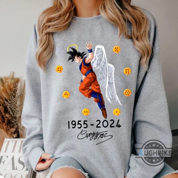 dragonball shirt sweatshirt hoodie mens womens kids angel goku shirts akira toriyama rip death shirt singature 1955 2024 thank you for the memories tshirt laughinks 4