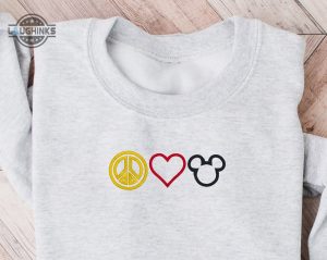 disney peace love mickey embroidered crewneck disney embroidered sweatshirt disney world crewneck womens disney crewneck embroidery tshirt sweatshirt hoodie gift laughinks 1 1