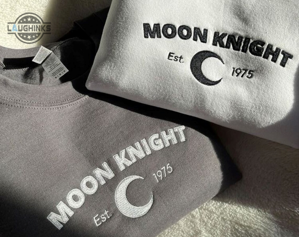 Inspired Moon Knight Embroidered Crewneck Vintage Themed Embroidery Tshirt Sweatshirt Hoodie Gift