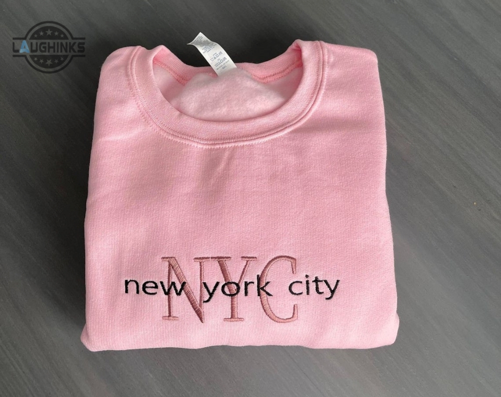 Pink Vintage Nyc Embroidered Crewneck Embroidery Tshirt Sweatshirt Hoodie Gift