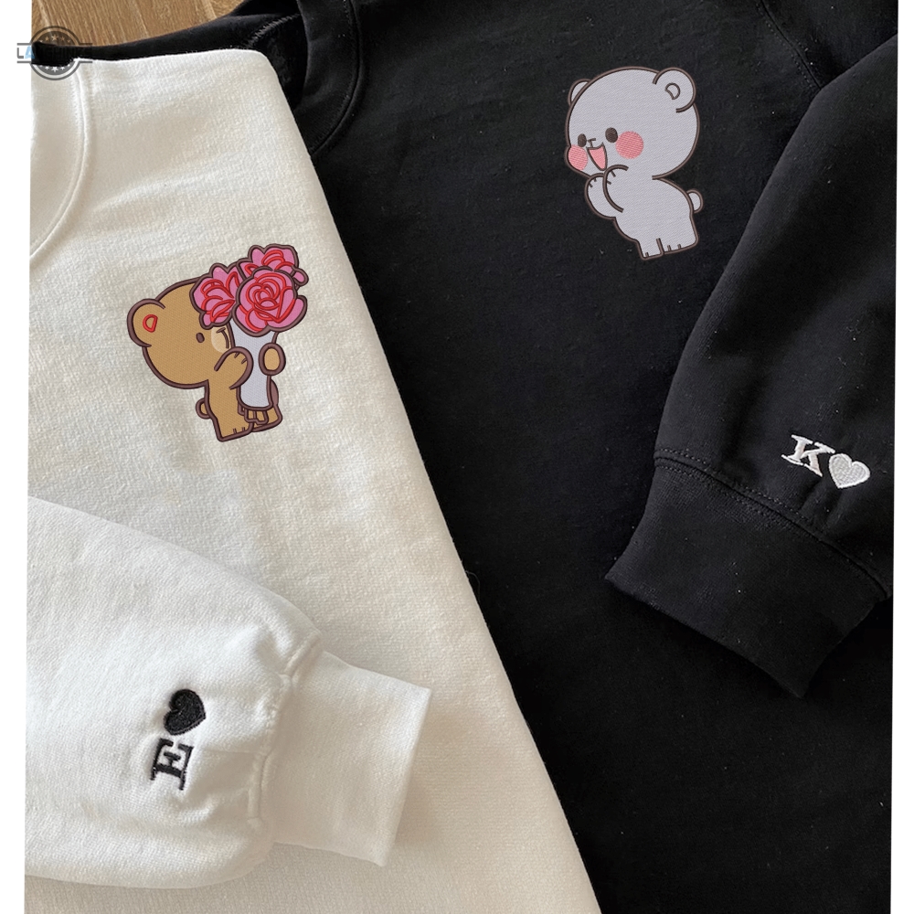 Milk And Mocha Bears Embroidered Sweatshirt Embroidery Tshirt Sweatshirt Hoodie Gift