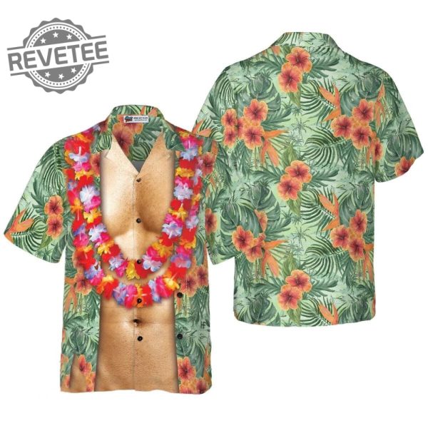 Unique Funny Abs Aloha Tropical Flowers Costume Men Hawaiian Shirt Funny Abs Aloha Tropical Flowers Hawaiian Shirt revetee 1