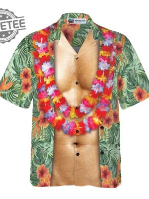 Unique Funny Abs Aloha Tropical Flowers Costume Men Hawaiian Shirt Funny Abs Aloha Tropical Flowers Hawaiian Shirt revetee 2