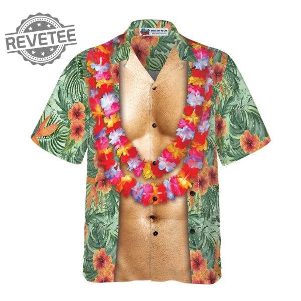 Unique Funny Abs Aloha Tropical Flowers Costume Men Hawaiian Shirt Funny Abs Aloha Tropical Flowers Hawaiian Shirt revetee 2
