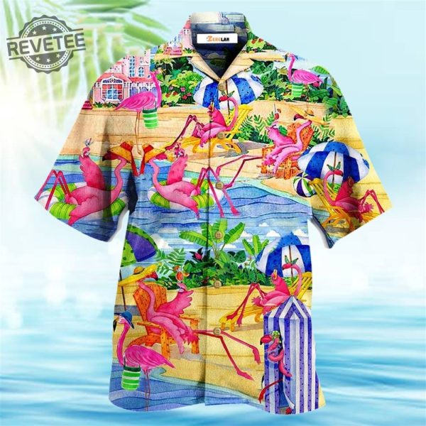 Flamingo Love Beach Hawaiian Shirt Unique Love Holidays revetee 1