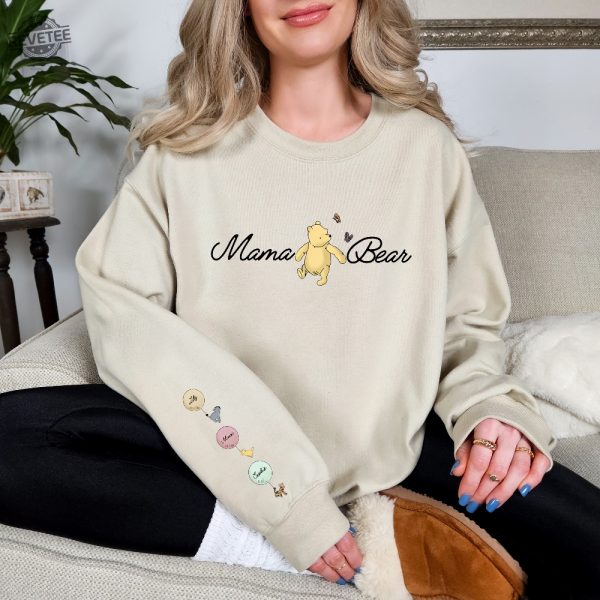 Custom Mothers Day Sweatshirt With Names Winnie The Pooh Mothers Days Gift Winnie The Pooh Winnie The Pooh Mom Unique revetee 2