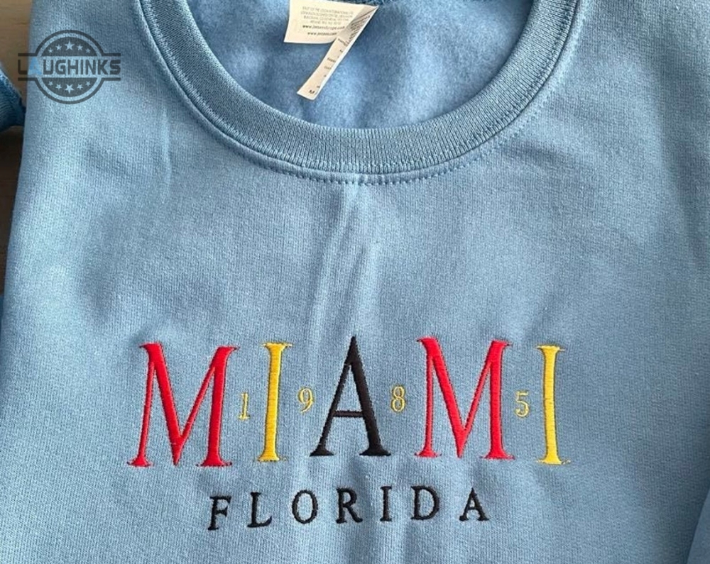 Miami Florida Embroidered Sweatshirt Custom Embroidery Florida Crewnecks Miami Crewnecks Embroidery Tshirt Sweatshirt Hoodie Gift