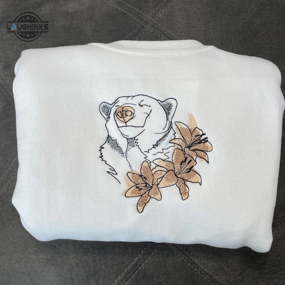 Romantic Bear Embroidered Crewneck Cute Vintage Sweatshirt Trendy Crewneck Embroidery Tshirt Sweatshirt Hoodie Gift