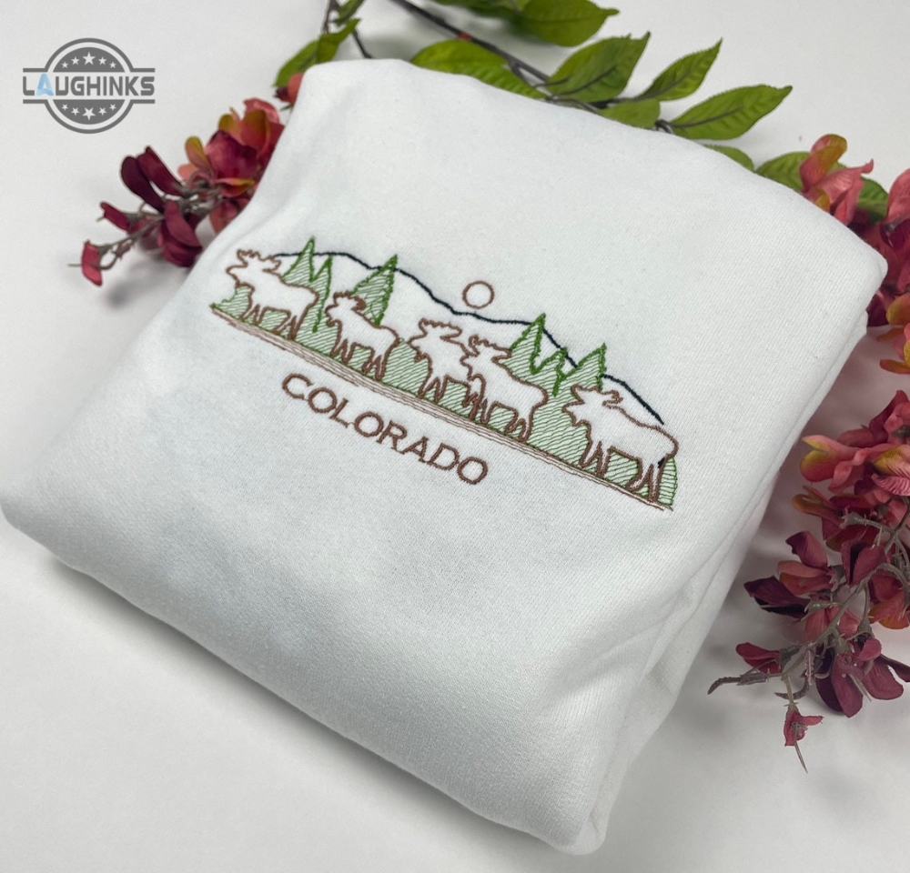 Colorado Embroidered Sweatshirt Rocky Mountain T Shirt Embroidery Tshirt Sweatshirt Hoodie Gift